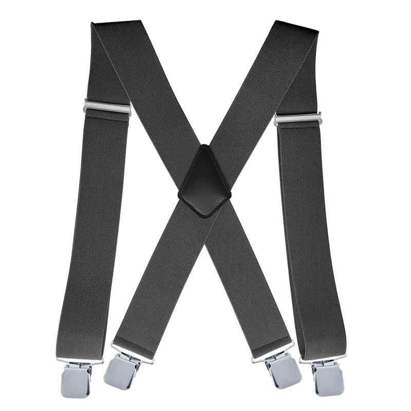 サスペンダー メンズ レディース 大人 5cm幅 ズボン吊り 吊りバンド X型 4クリップ 太め 幅広 伸縮性 ストレッチ ジャガード織り サイクリング アウトドア スキー 普段使い ブラック グレー ネイビー