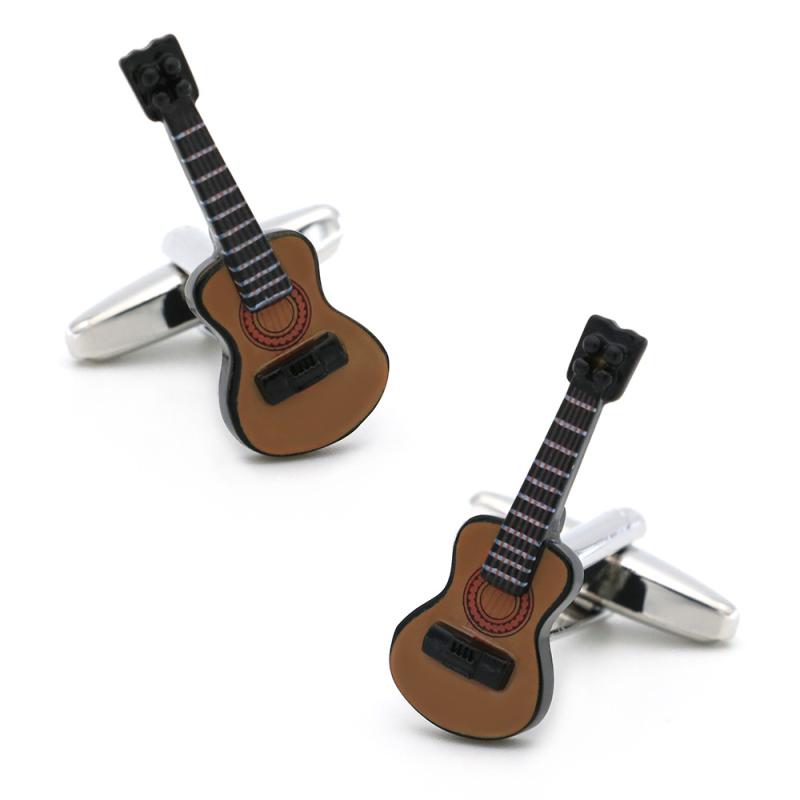 カフスボタン メンズ レディース 楽器 ギター バイオリン ミュージック 黄 イエロー 銅製 塗装 ワイシ..