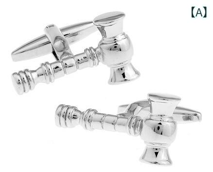 カフスボタン メンズ レディース 男性用 女性用 紳士 婦人 韓国 ハンマー 金槌 工具 モチーフ シルバー..