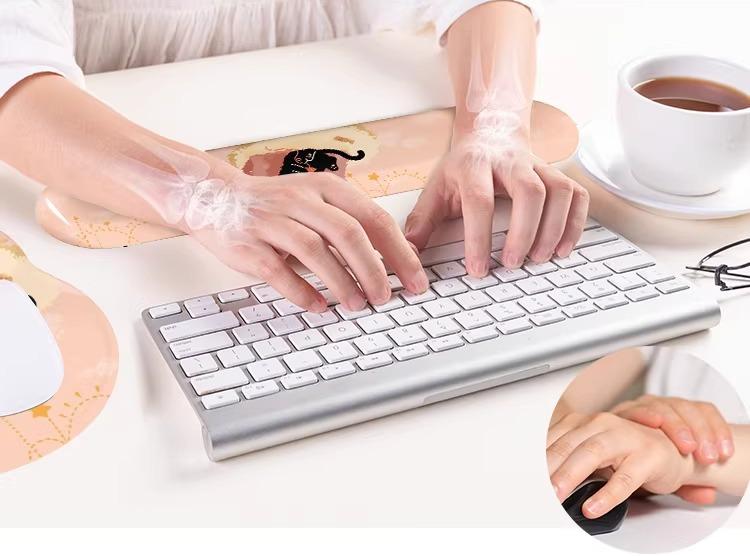 マウスパッド リストレスト かわいい メンズ レディース 黒猫 シリコン キーボード クッション 疲労軽減 滑り止め オフィス デスクワーク 普段使い 快適 オレンジ 緑 ピンク