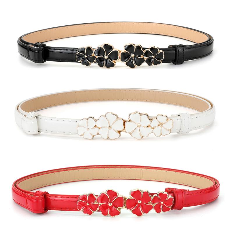 ベルト レディース 細め ウエストマーク 腰帯 梅の花 フラワー エナメル 穴なし サイズ調整 ワンピース用 装飾 かわいい フェミニン 綺麗め 上品 高級感 合成革 フェイクレザー 普段使い お呼ばれ 結婚式 春夏 電気メッキ加工 ブラック ホワイト