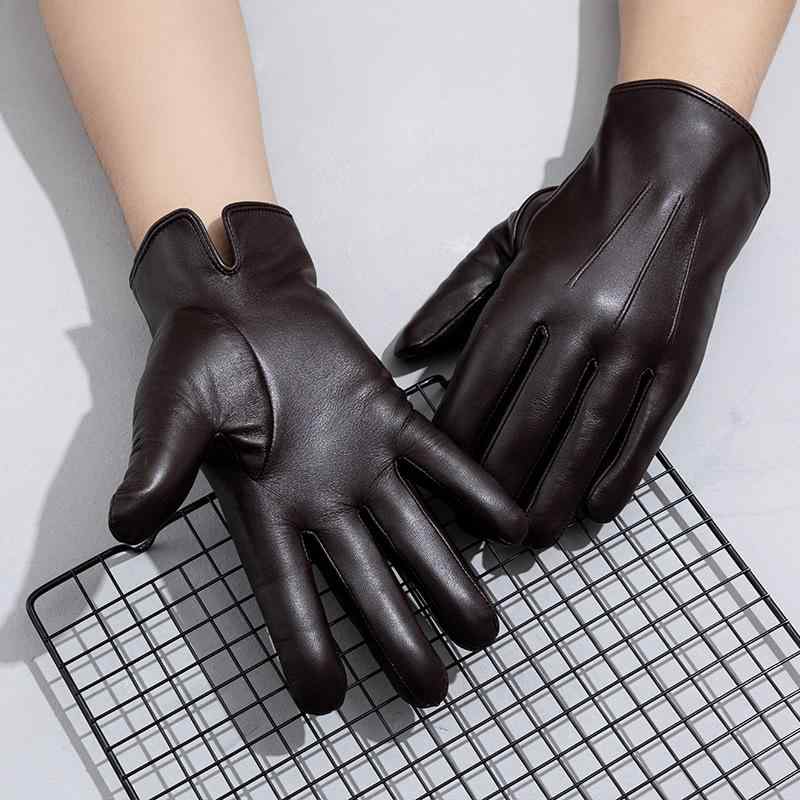 手套 - 手袋 メンズ レザー 羊皮 レザー グローブ シープスキン ラムレザー 防寒 厚手 保温 秋冬 紳士 自転車 バイク 運転 暖かい 普段使い シンプル カジュアル 高級感 上品 エレガント ブラック ブラウン シック 防風