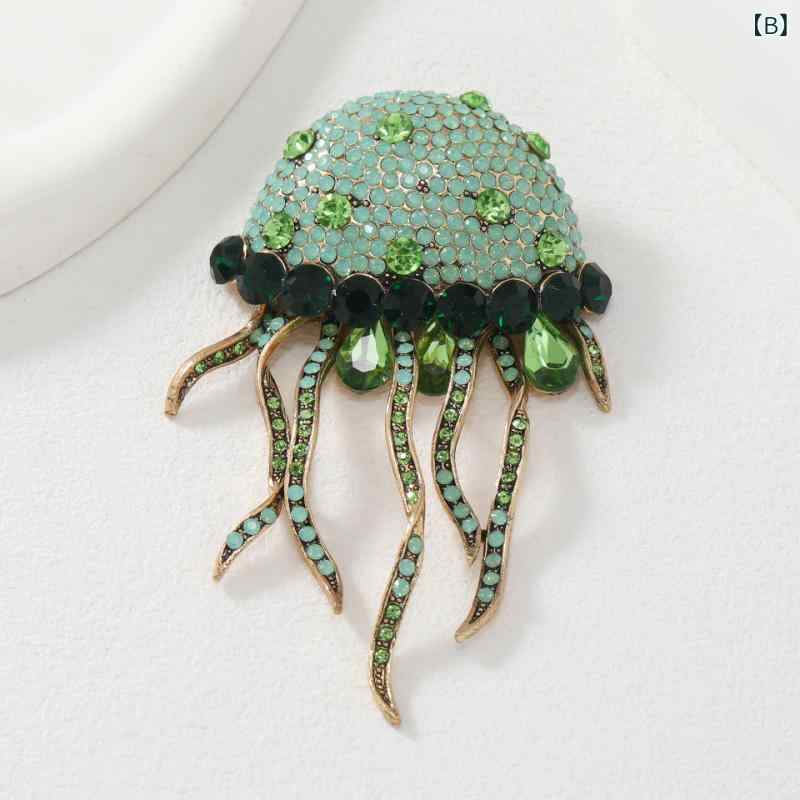 ブローチ メンズ レディース クラゲ コサージュ アクセサリー ラインストーン ジル...