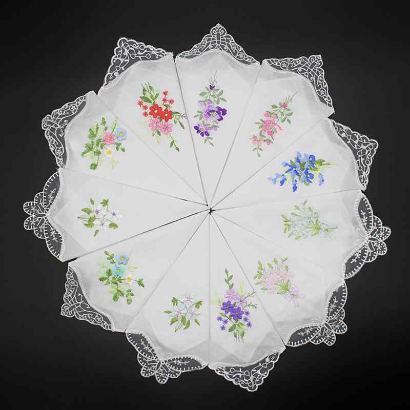 Other - ハンカチ メンズ レディース 綿100 コットン 刺繍 レース 花柄 フローラル 白 ホワイト 29cm 正方形 手ぬぐい 上品 清潔感 吸水 柔らかい 軽量 普段使い 通勤 冠婚葬祭 ミニ 小さめ コンパクト