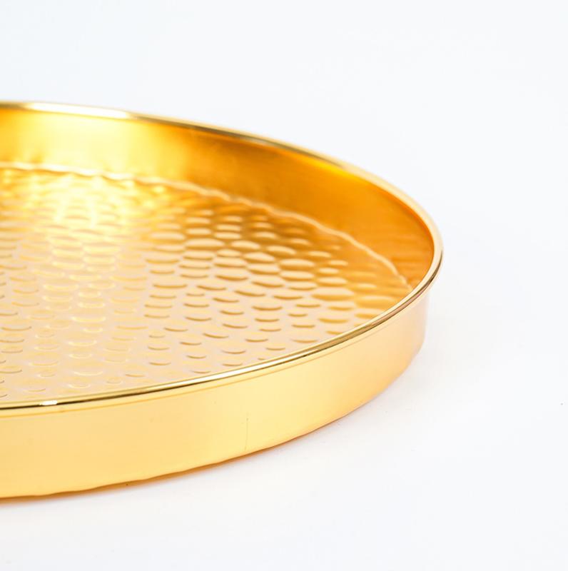 トレイ プレート 菓子器 丸型 ラウンド 槌目模様 アイアン 鉄製 高級感 北欧風 モダン フルーツバスケット スナック 卓上 リビング キッチン 収納 インテリア 飾り皿 雑貨 おしゃれ アンティーク調 オブジェ