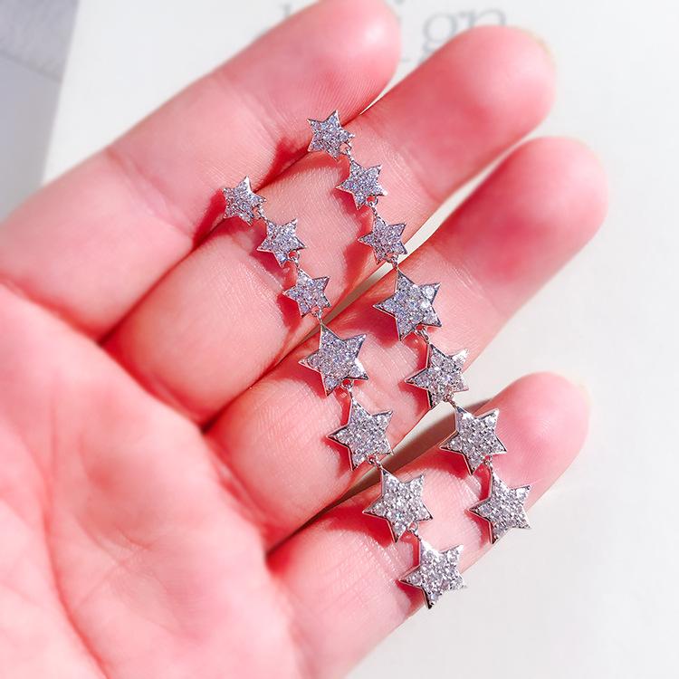 ピアス レディース 星形 スター ロング タッセル 揺れる S925 銀針 金属 大ぶり 華...