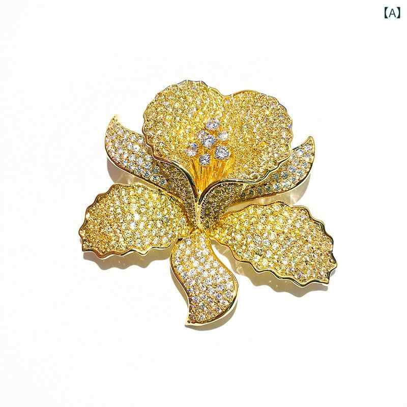 ブローチ レディース コサージュ ピン 蘭 トンボ 花 ジルコニア アクセサリー ジュ...