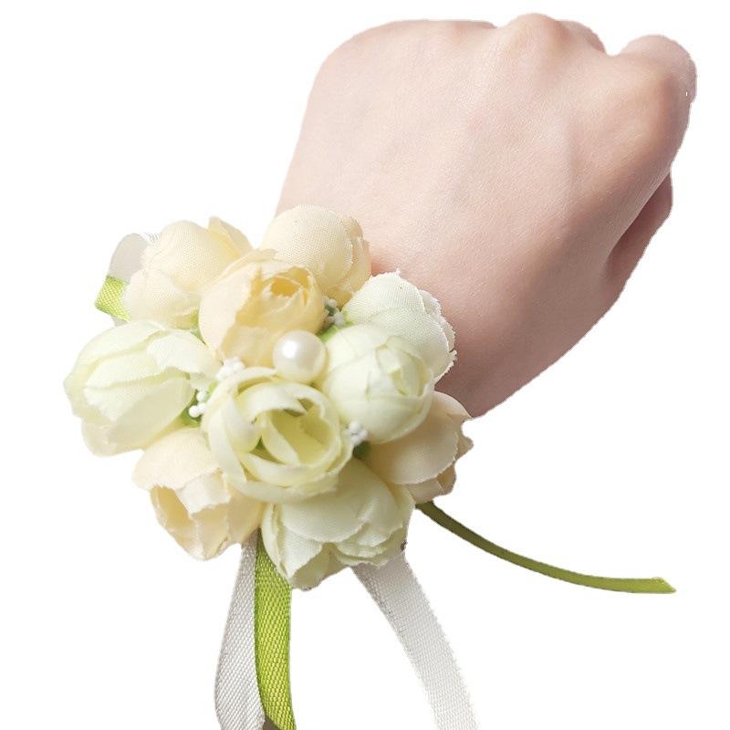 リストブーケ レディース 結婚式 披露宴 二次会 ウェディング ブライダル 花嫁 介添人 ブライズメイド ナチュラル ボタニカル 手首 飾り 腕輪 造花 アーティフィシャルフラワー 韓国 かわいい ピンク パープル レッド