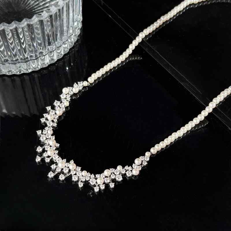 Jewelry, Accessories - ネックレス レディース 星形 スター ジルコニア フェイクパール パール 首飾り アクセサリー 鎖骨チェーン ペンダント シンプル ファッション 通勤 高級感 華やか 春夏 シルバー ホワイト 銀 ハンドメイド 41-50cm
