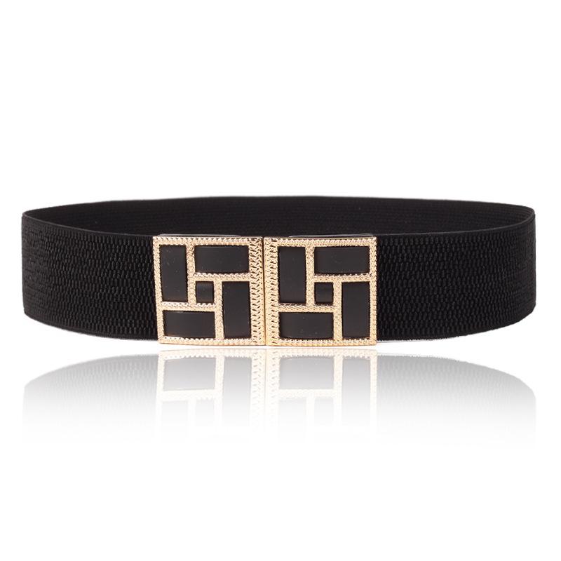 ウエストベルト レディース 腰封 サッシュ コルセット 幅広 伸縮性 ストレッチ PUレザー スクエアバックル 5cm幅 ワンピース ダウンジャケット コート きれいめ カジュアル ブラック レッド オールシーズン
