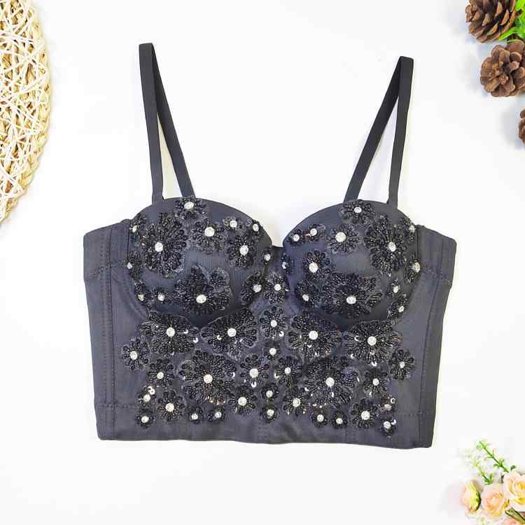 ビスチェ レディース キャミソール トップス セクシー クラブ ダンス ショート丈 ブラトップ ビジュー ラインストーン ビーズ コルセット風 ボーン入り 高級感 欧米風 伸縮性 無地 ストリート ブラック ホワイト ピンク 春夏