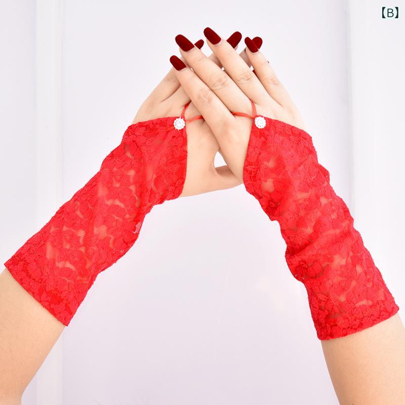 手袋 レディース グローブ レース フィンガーレス 指なし 結婚式 パーティー 二次...