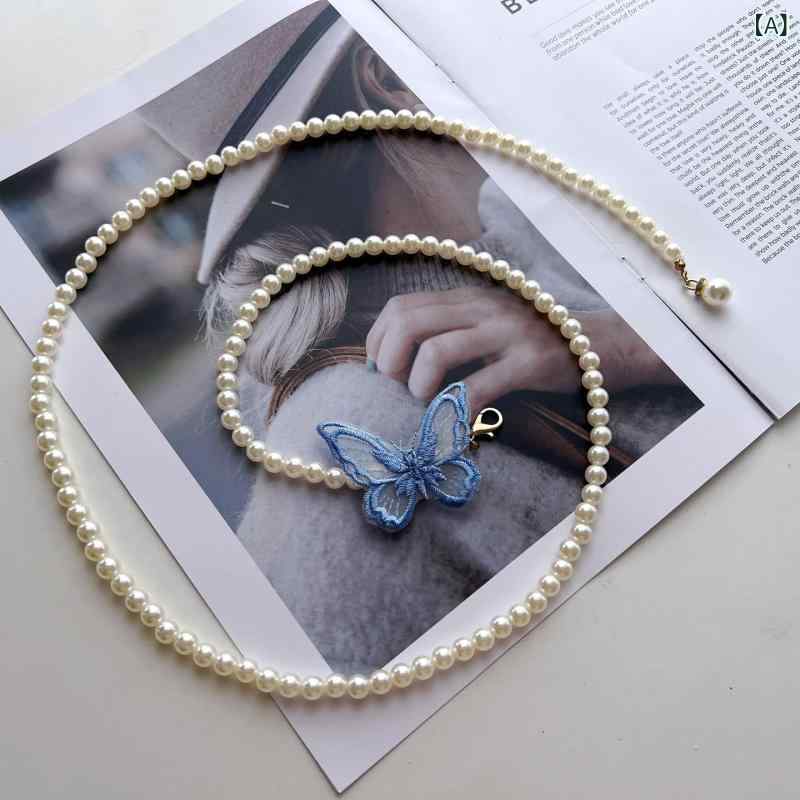 ベルト レディース ウエストチェーン ウエストマーク バタフライ 蝶 パール リボン かわいい フェミニン エレガント スカート用 アクセサリー 樹脂 ホワイト カジュアル 華奢 パーティー 上品 清楚 リゾート 大人 雑貨