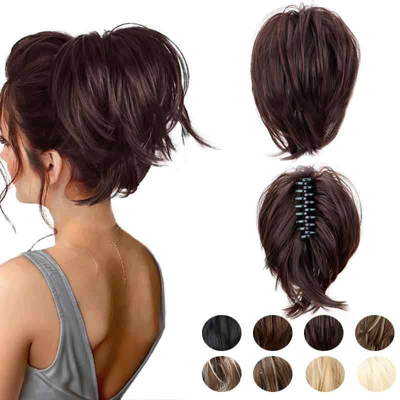 ウィッグ レディース つけ毛 ポニーテール お団子 シュシュ バンスクリップ エクステンション 耐熱ファイバー ストレート 無造作 ボリュームアップ 自然 簡単装着 普段使い 結婚式 パーティー ブラック ブラウン ゴールド