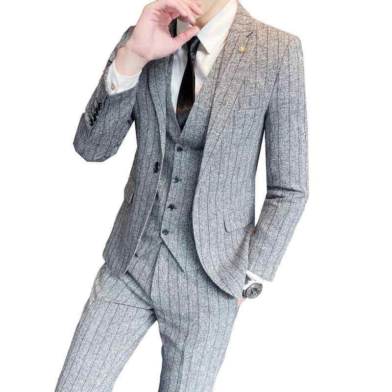 Other - テーラードジャケット メンズ 男性用 スーツ 紳士服 ブレザー スリムフィット タイト ピンストライプ 縦縞 シングル ボタン 英国風 高級感 ビジネス カジュアル 通勤 春夏 アセテート ブルー ブラック ライトグレー