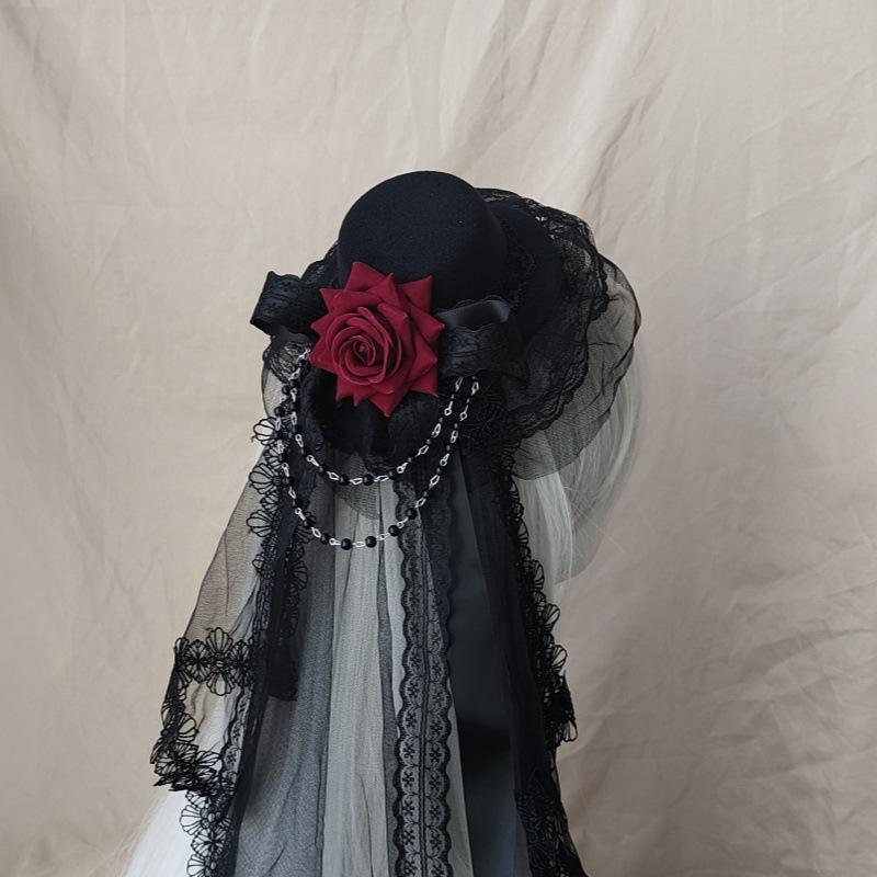 樂天商城 - ヘッドドレス レディース 髪飾り ヘアアクセサリー ミニハット トーク帽 ベール チュール レース 髪留め ロリータ ゴスロリ レトロ ヴィンテージ風 ウェディング 結婚式 お茶会 撮影用 春夏 ホワイト ブラック レッド