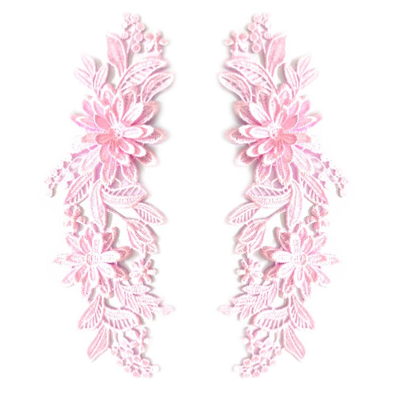 其它 レース - レース レディース キッズ 刺繍 ケミカル ワッペン 花 モチーフ 左右対称 ペア パーツ 手芸 ハンドメイド リメイク 素材 下着 アクセサリー ドレス チュール 透かし彫り かわいい 高級感 ポリエステル 黒 白 金