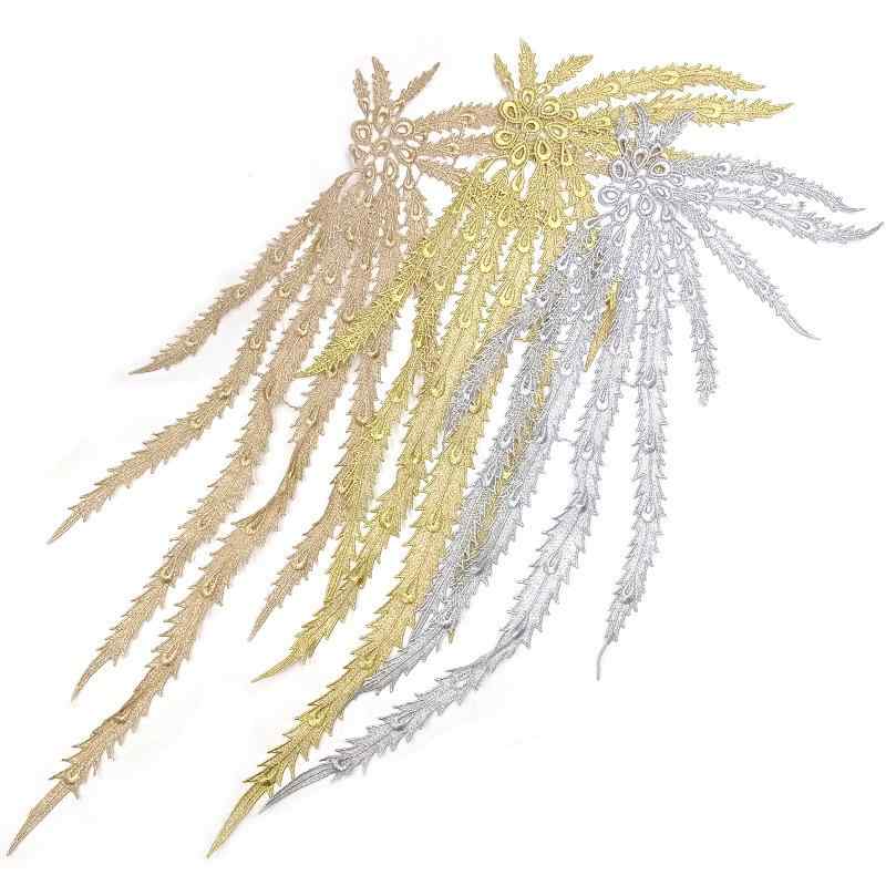 レース レディース 刺繍 手芸用品 ハンドメイド素材 パーツ 水溶性 3D 立体 透かし彫り 光沢 鳳尾柄 花 モチーフ フラワー 副資材 ドレス用 ウェディング 結婚式 リメイク 裁縫 装飾 アクセサリー ホワイト レッド グリーン