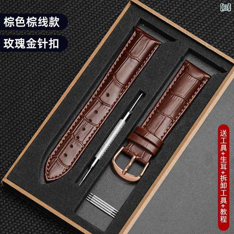 フロントップ楽天市場店の腕時計ベルト メンズ レディース 本牛革 レザー ウォッチバンド 替えストラップ 尾錠 ピンバックル 竹符柄 型押し 防水 柔らかい 秋冬 ビジネス カジュアル 普段使い ブラウン ブラック ゴールド 高級感｜アングル3
