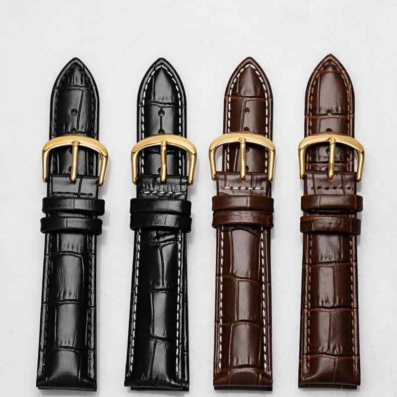 Watch Band, Belt - 腕時計ベルト メンズ レディース レザー 牛革 カーフ レザー ウォッチストラップ 撥水 防水 柔らかい 高級感 ピンバックル 両面仕上げ 交換用 ビジネス カジュアル フォーマル 普段使い ブラック ブラウン ホワイト