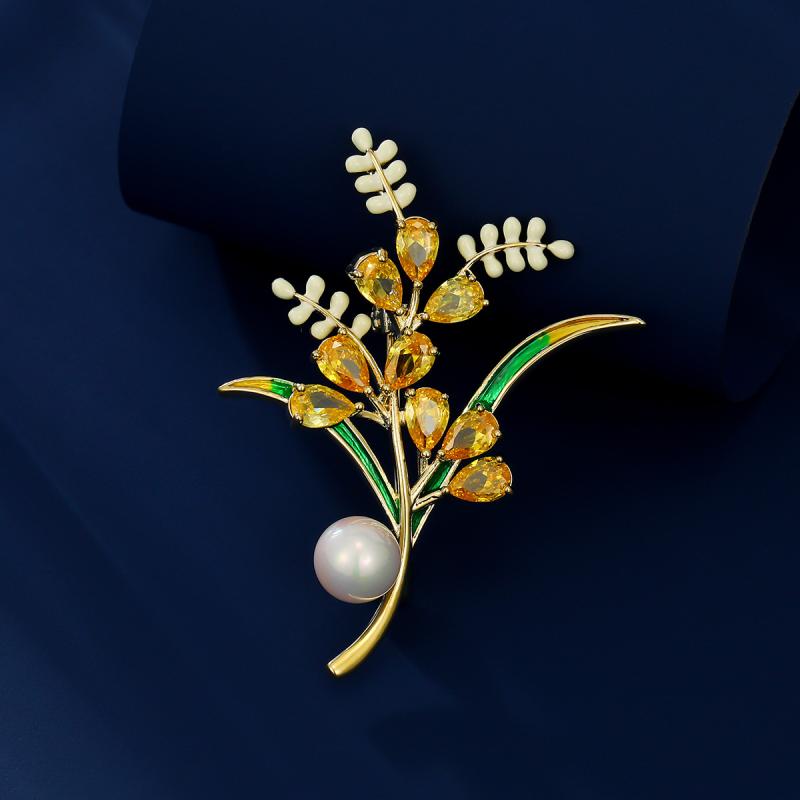 ブローチ メンズ レディース ピン アクセサリー 麦の穂 花束 フラワー 植物 葉 リーフ 銅 ゴールド ジルコニア 高級感 エレガント きれいめ 華やか かわいい ファッション小物 雑貨 普段使い 通勤 フォーマル 秋冬 おしゃれ