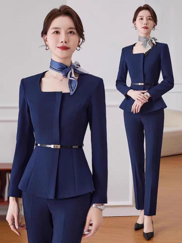 セットアップ レディース スーツ 事務服 通勤 オフィス キャビンアテンダント エレガント 上品 高級感 テーラードジャケット 春夏 ブラック ネイビー ブラウン ポリエステル ビスコース タイトスカート ロングパンツ