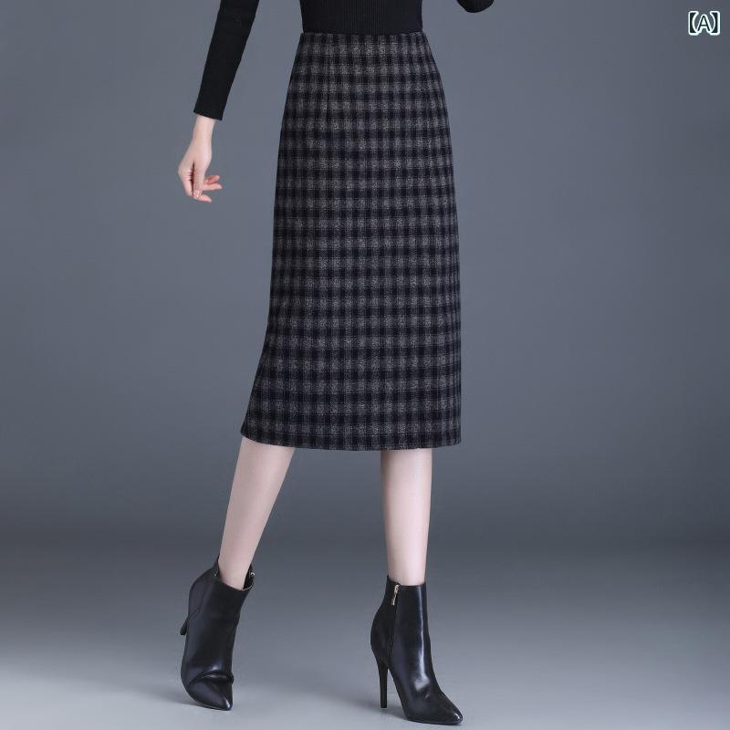 スカート レディース タイト ストレート ペンシル ミディ丈 膝下 チェック柄 格子...