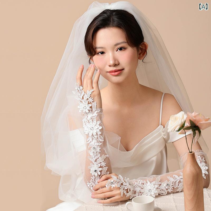 手袋 レディース レース グローブ ウェディング ブライダル 花嫁 結婚式 披露宴 前...