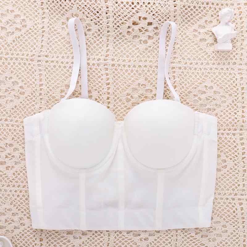 Other - キャミソール レディース 大きいサイズ ビスチェ タンクトップ インナー カップ ノースリーブ ショート丈 へそ出し セクシー コルセット風 背中開き 無地 春夏 アセテート繊維 ストレッチ 伸縮性 通勤 エレガント きれいめ 白 ピンク 赤