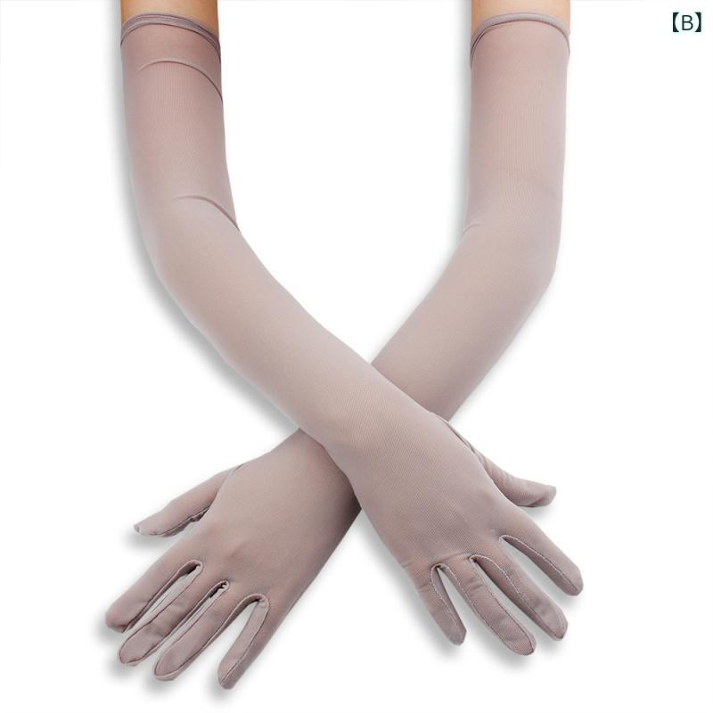 フロントップ楽天市場店の手袋 メンズ レディース ロンググローブ 55cm レース 網 メッシュ チュール 伸縮性 透け感 ポリエステル UV対策 紫外線対策 礼装 ハロウィン コスプレ パーティー セクシー ホワイト ブラック グレー 春夏 秋冬｜アングル3