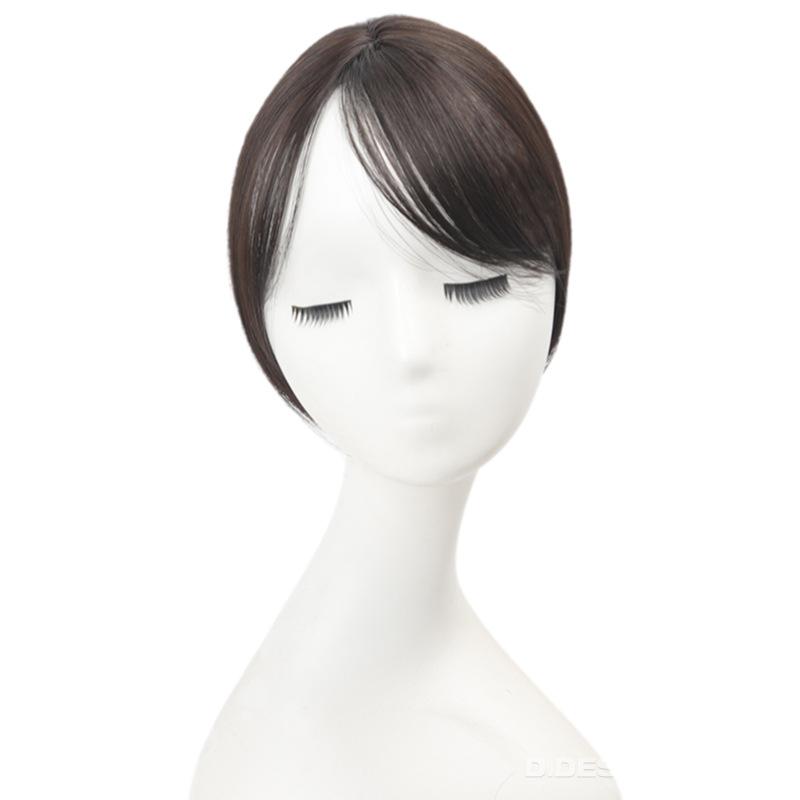 部分ウィッグ レディース ヘアピース つむじカバー 白髪隠し 増毛 分け目 センター分け 斜めバング ストレート 手植え 耐熱ファイバー 軽量 通気性 ボリュームアップ ブラック ダークブラウン ライトブラウン 40代