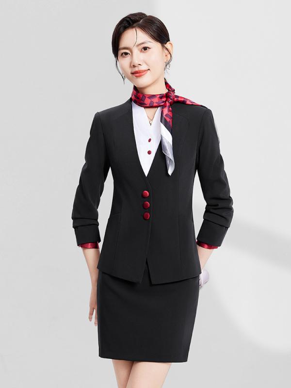 スーツセット レディース 春秋 ビジネス ジャケット パンツ スカート シャツ 制服 ホテル 受付 接客 フォーマル 上品 きれいめ ブラック ブルー ホワイト ポリエステル 伸縮性 長袖 大きいサイズ