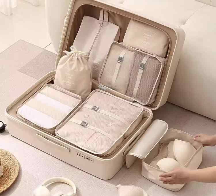 Storage Box - ポーチ トラベル スーツケース 収納 メンズ レディース 衣類 荷物 下着 小分け 出産準備 大容量 軽量 バッグ シンプル セット グレー ピンク ネイビー