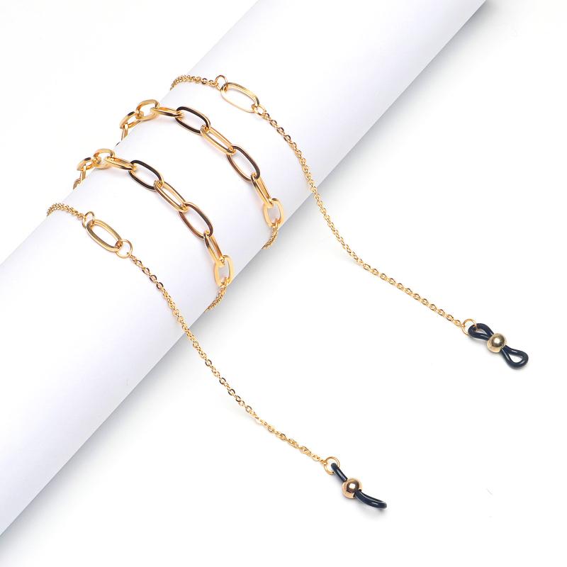 Chains - メガネチェーン メンズ レディース 母の日 ギフト ステンレス ゴールド 太め サングラス 落下 紛失防止 首掛け ストラップ アクセサリー 電気メッキ加工 色褪せにくい サビに強い 高級感 普段使い 通勤 お出かけ