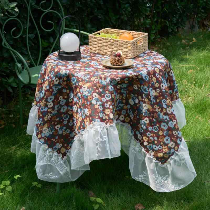 テーブルクロス 中華風 クラシック レトロ ジャガード 刺繍 花柄 植物柄 レース フリル マルチカバー 正方形 布製 防塵 結婚式 披露宴 お祝い 高級感 おしゃれ レッド グリーン ブルー 綿 ポリエステル