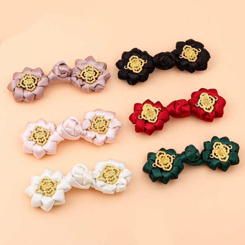 Button - ボタン 中華風 手編み ハンドメイド ロングテール スネークノット 蝶 布製 サテン 漢服 チャイナドレス アプリコット 黒 ダークグリーン 装飾 伝統工芸 パーツ 一字型 ソーイング 副資材 手芸用品 DIY デコレーション アクセント エスニック