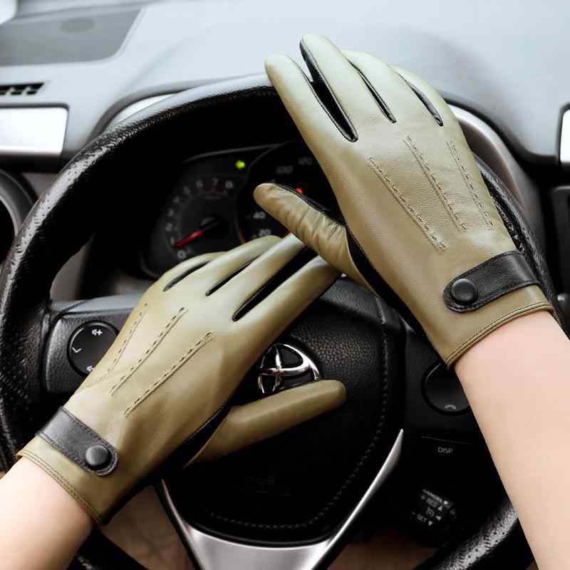 手袋 メンズ 男性用 レザー レザー 運転 サイクル バイク スマホ タッチパネル 厚手 防寒 防風 暖かい バイカラー ツートン 秋冬 グリーン ブラック 通勤 高級感 光沢