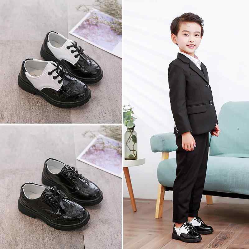 Formal Shoes - 靴 男の子 キッズ 子供 合成革 フォーマル カジュアル レースアップ スリッポン 履きやすい 着脱簡単 軽量 高級感 通気性 メッシュ 裏起毛 滑り止め ブリティッシュ 韓国 発表会 結婚式 通学 黒 秋冬