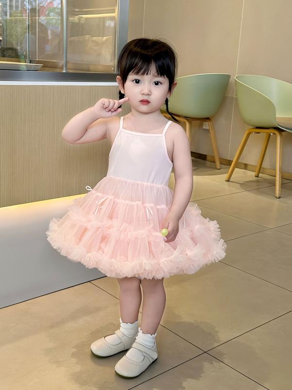 ワンピース 女の子 子供 キッズ プリンセス チュチュ チュール キャミソール リボン 無地 ヌードピンク ブルー 高級感 かわいい ふんわり ナイロン コットン 綿 柔らかい オールシーズン お出かけ 発表会 結婚式