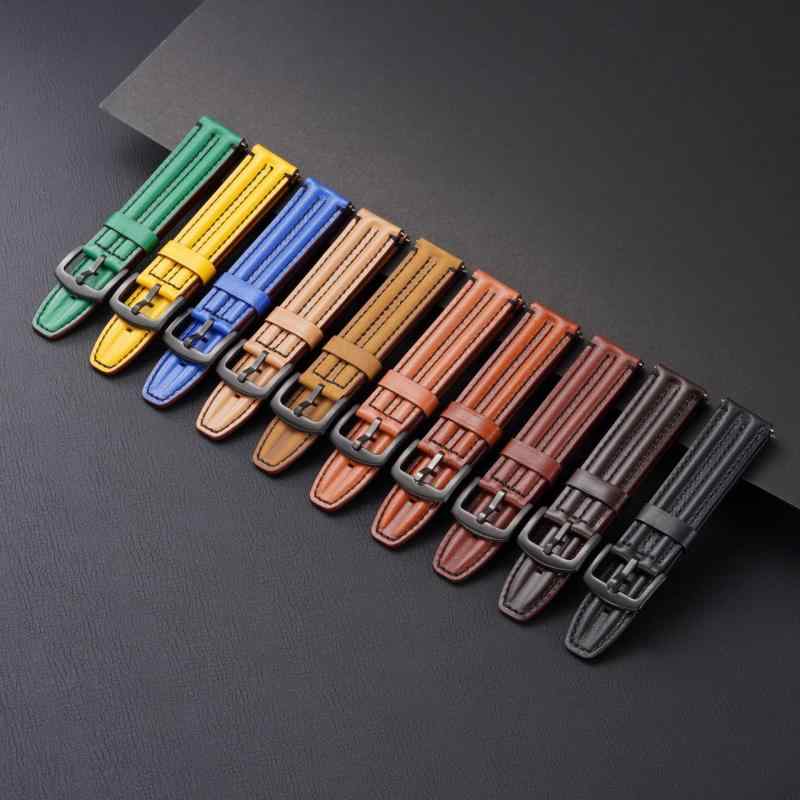 其它 - 腕時計ベルト メンズ 替えストラップ レザー 牛革 レザー スマートウォッチ 20mm 22mm 24mm 立体構造 厚手 型押し 高級感 ビジネス カジュアル フォーマル 普段使い 丈夫 頑丈 秋冬 ブラック ブラウン ネイビー