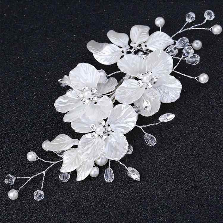 ヘアアクセサリー レディース 髪飾り ヘッドドレス ヘアクリップ ヘアピン ブライダル ウェディング 結婚式 花嫁 披露宴 パーティー ハンドメイド シェル パール パール クリスタル シルバー ゴールド ホワイト 華やか