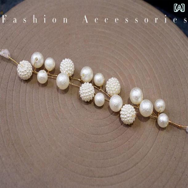 リストブーケ レディース パール パール 手首飾り ハンドメイド シンプル ホワイト 白 結婚式 パーティー セレモニー ブライダル ウェディング 花嫁 介添人 アクセサリー ブレスレット フラワー 華やか 春夏 韓国 かわいい