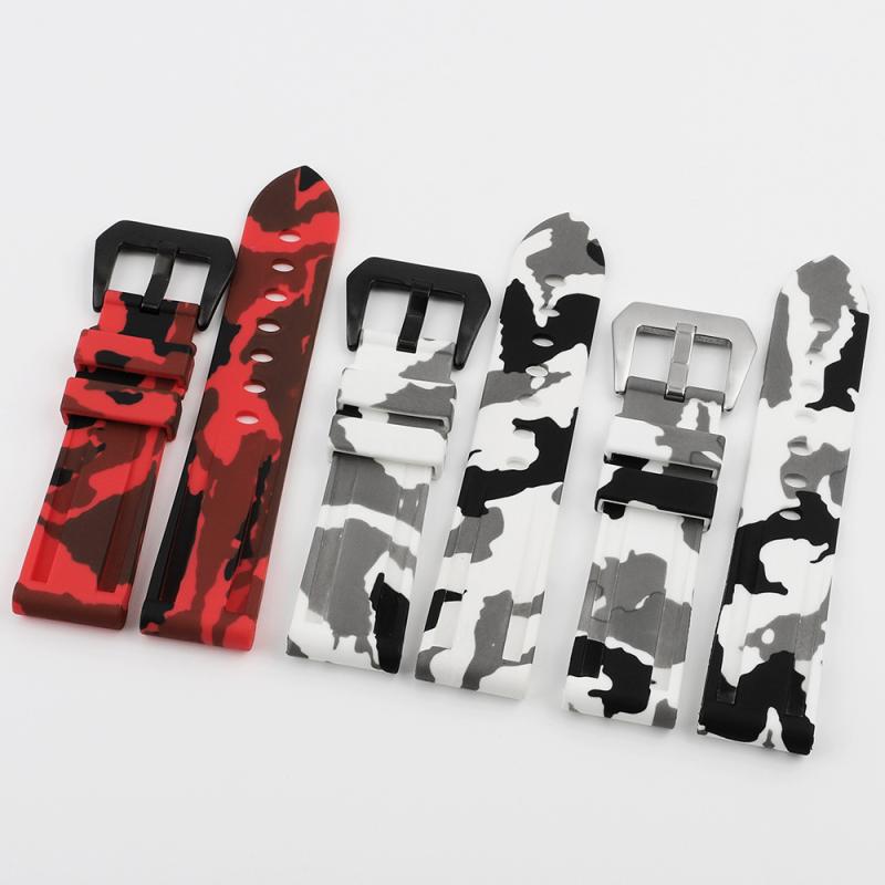 ・ベルト素材: シリコン・カラー展開: ホワイト（ブラックバックル）、ホワイト（シルバーバックル）、レッド（ブラックバックル）・サイズ展開: 22mm、24mm、26mm・スタイル: ストリート、個性的・要素: 形状、パターン