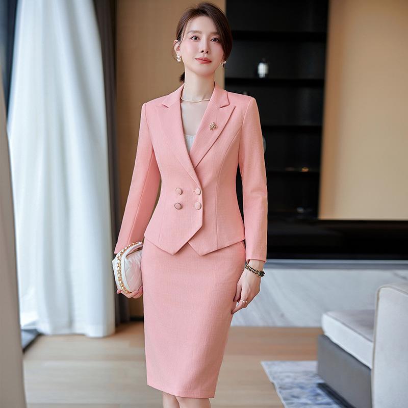 Suits For Job Interviews - セットアップ レディース スーツ ジャケット スカート 上下セット 春夏 ピンク ブルー オレンジ ボタン 上品 事務服 リクルート 面接 オフィス 通勤 ビジネス フォーマル 仕事服 きれいめ 清楚
