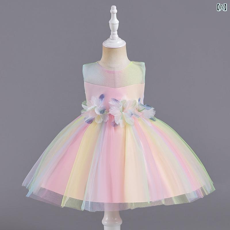 ワンピース 女の子 キッズ ベビー ドレス プリンセス 子供服 チュール フォーマル 結婚式 発表会 誕生日 洋風 膝丈 フリル プリーツ カラフル サテン コットン 裏地 ピンク パープル ブルー かわいい おしゃれ 上品 オールシーズン 2