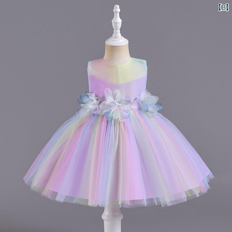 ワンピース 女の子 キッズ ベビー ドレス プリンセス 子供服 チュール フォーマル 結婚式 発表会 誕生日 洋風 膝丈 フリル プリーツ カラフル サテン コットン 裏地 ピンク パープル ブルー かわいい おしゃれ 上品 オールシーズン 3