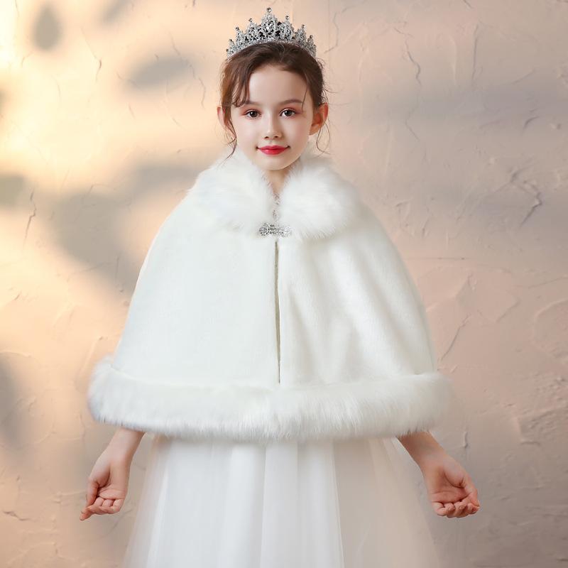 ケープ 子供 女の子 ポンチョ マント ショール ラビットファー 厚手 裏地 ボタン 秋冬 暖かい 防寒 お出かけ フォーマル 発表会 ドレス 羽織り 上品 かわいい 韓国 無地 ベージュ 高級感 ボア もこもこ