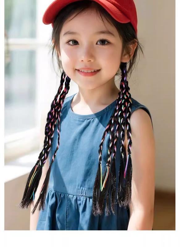 ヘアアクセサリー 女の子 ウィッグ エクステ 三つ編み ポニーテール ボクサーブレイズ 編み込み ヘアゴム 子供 発表会 ダンス 運動会 かわいい 手編み 耐熱 つけ毛 サクラピンク ホワイトティーグレー ヘイズブルー