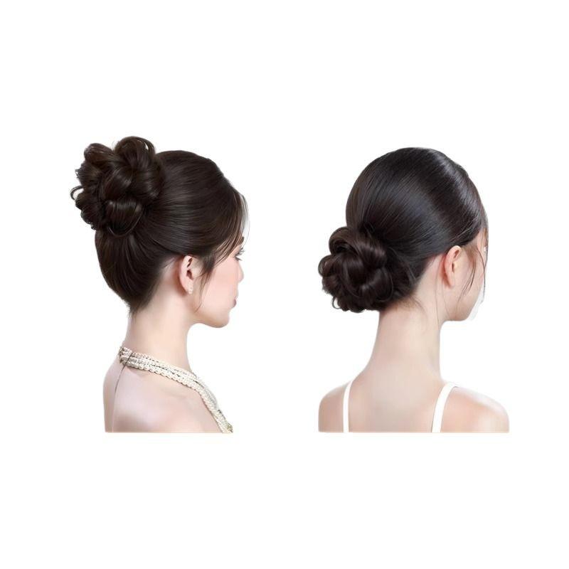 ウィッグ メンズ レディース お団子 シュシュ つけ毛 かつら ヘアピース ポニーテール 部分 ボリュームアップ 自然 盛り髪 ふんわり 耐熱 ファイバー 普段使い パーティー 結婚式 高級感 ブラック ブラウン