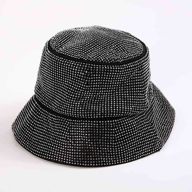 バケットハット メンズ レディース 漁師帽 ラインストーン ビジュー キラキラ ハンドメイド つば広 小顔効果 日除け 遮光 UV対策 通気性 春夏 カジュアル アウトドア 旅行 お出かけ ブラック シルバー